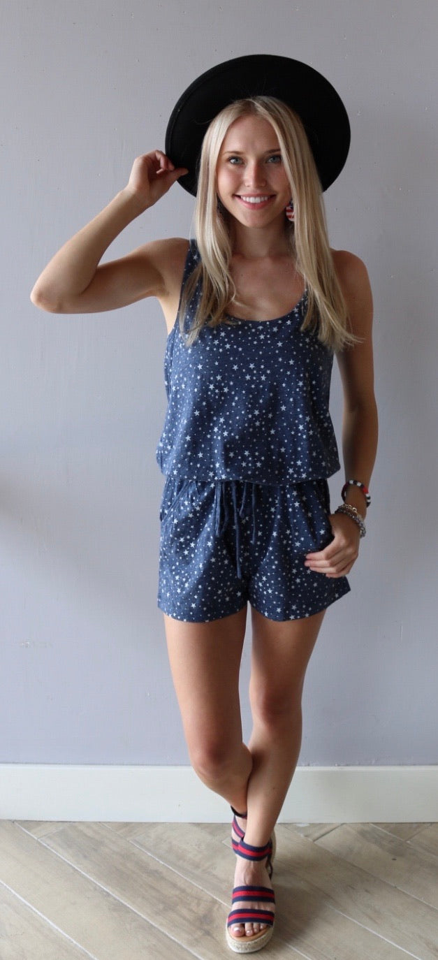 *BOBI Star Print JUSTICE RacerBack Short Romper