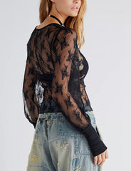 FREE PEOPLE Lace YOU INTO THIS LongSleeve Top