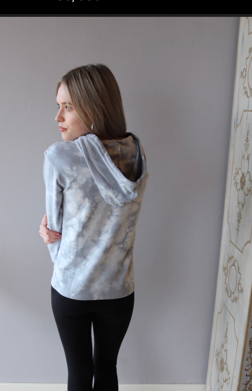 BOBI Terry BILLOW TieDye DropSleeve Hoodie Top