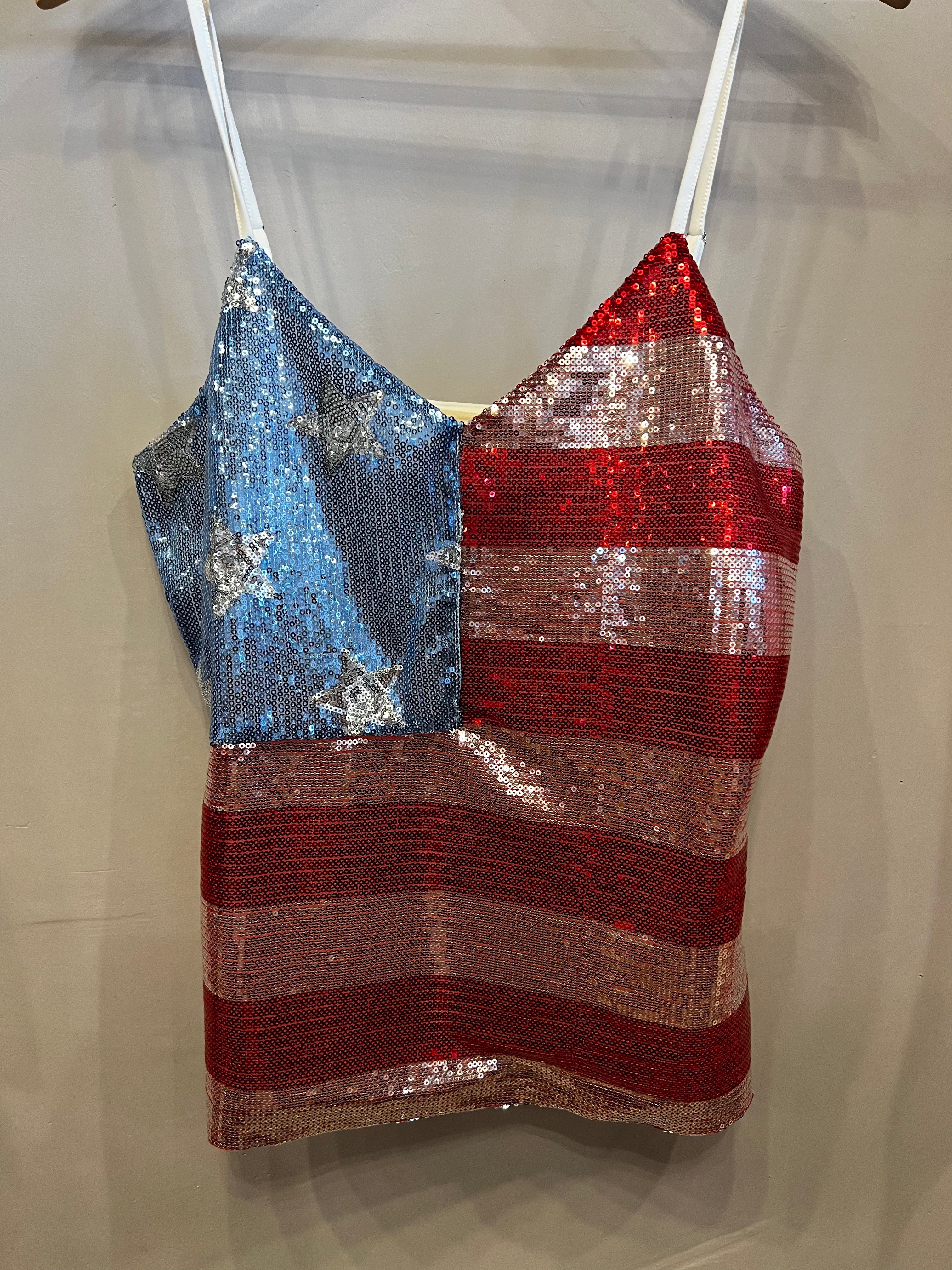 PLEDGE Sequin USA Flag Tank