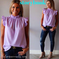 STORYBOOK Ruffled HiNeck Sleeveless Woven Top