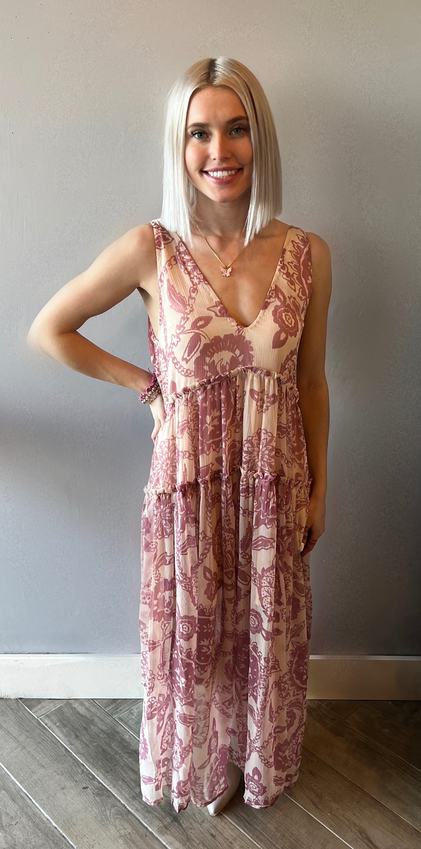 FREE PEOPLE Floral JULIANNA Maxi Dress Silver Accents FREE PEOPLE Floral JULIANNA Maxi Dress Silver Accents