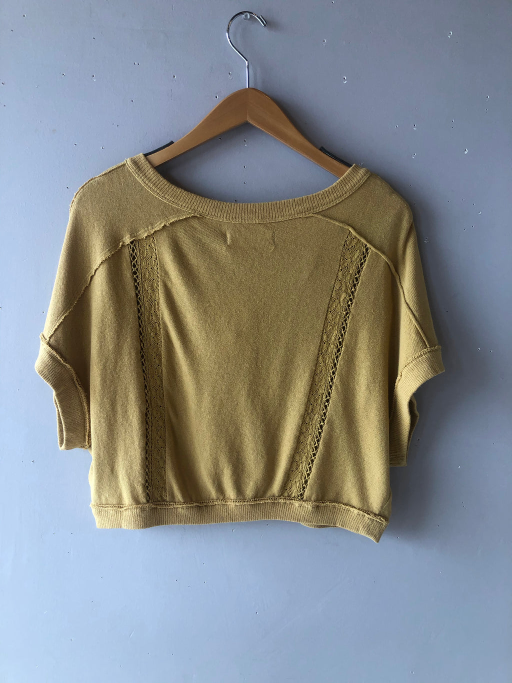 FREE PEOPLE Pleated Crochet ROXY Henley Top