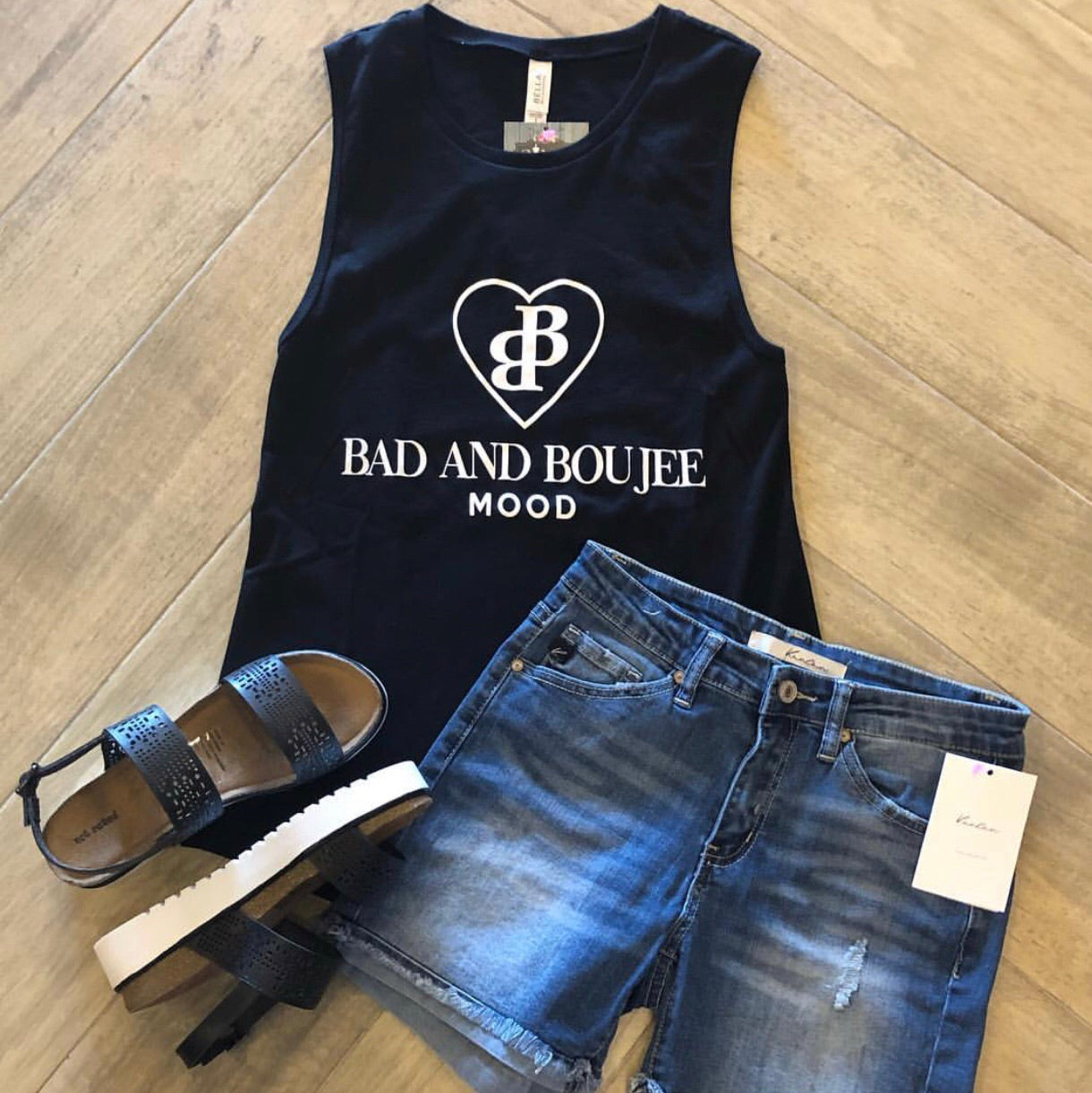 Zutter BAD & BOUJEE MOOD Graphic Logo Bella Canvas Racerback Tank Top