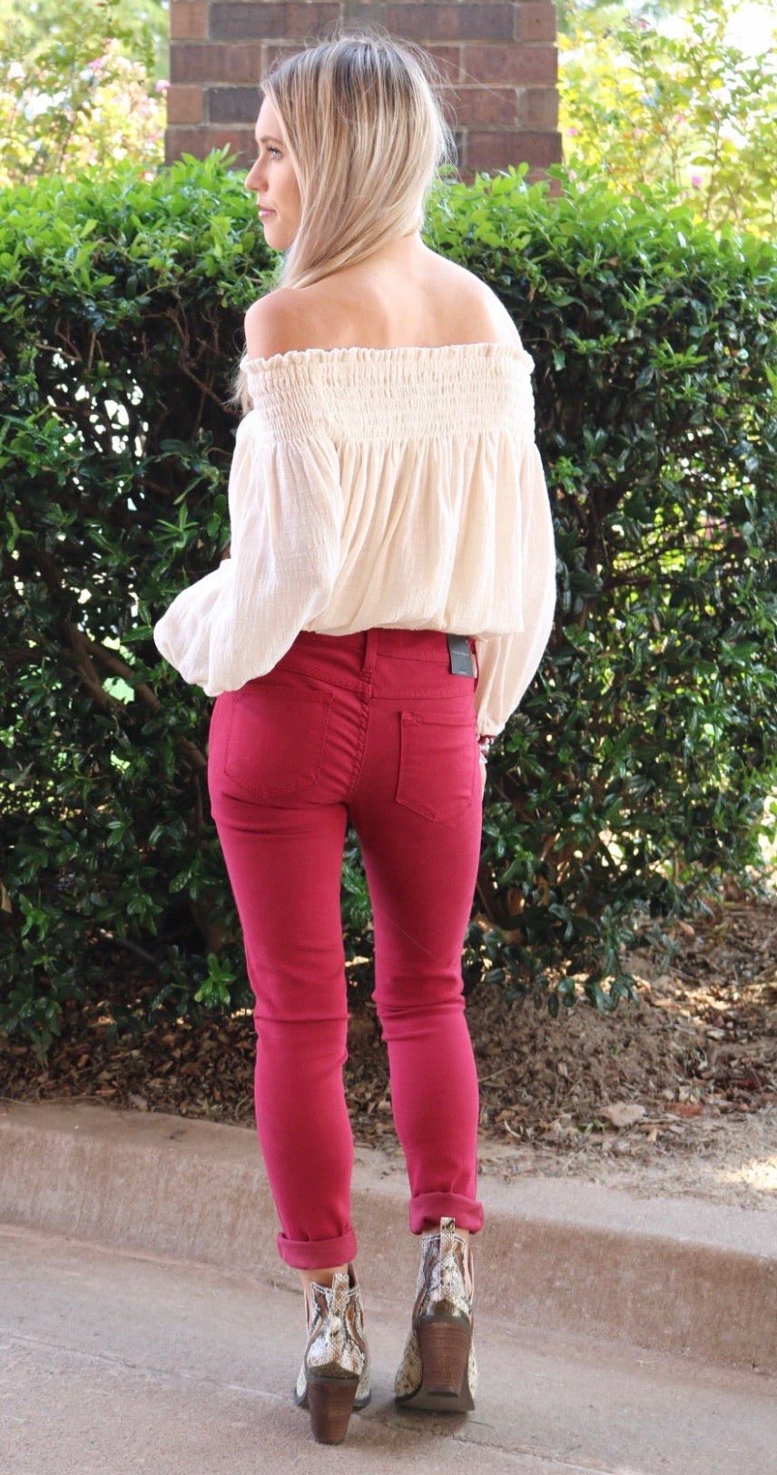 VENEER Smocked Off Shoulder BlousonSleeve Gauze Top