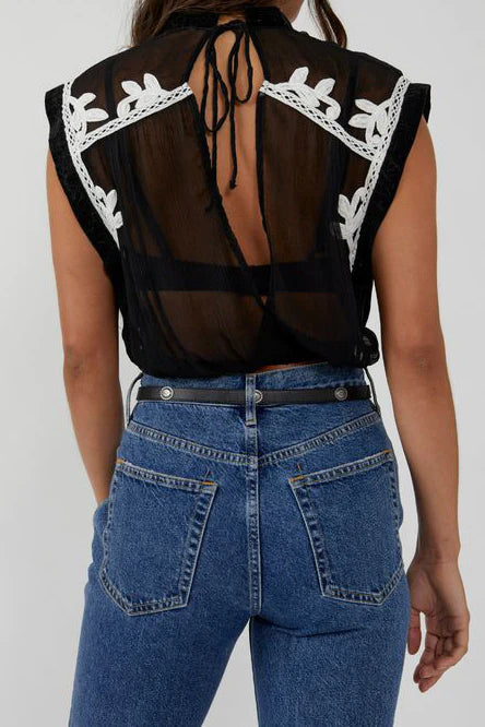 FREE PEOPLE Embroidered Lace VERONIQUE Sheer Top