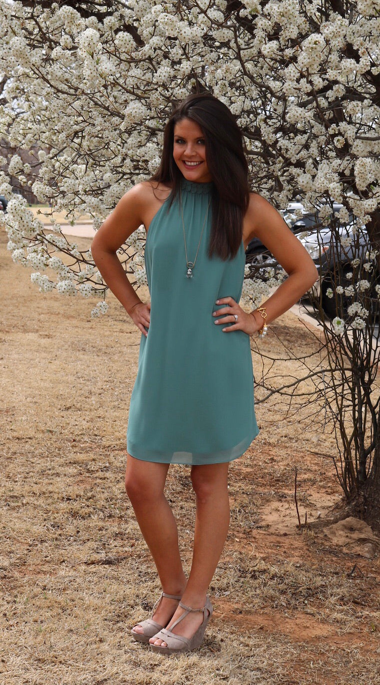 NEVERENDING Braided MockNeck Chiffon Tank Dress