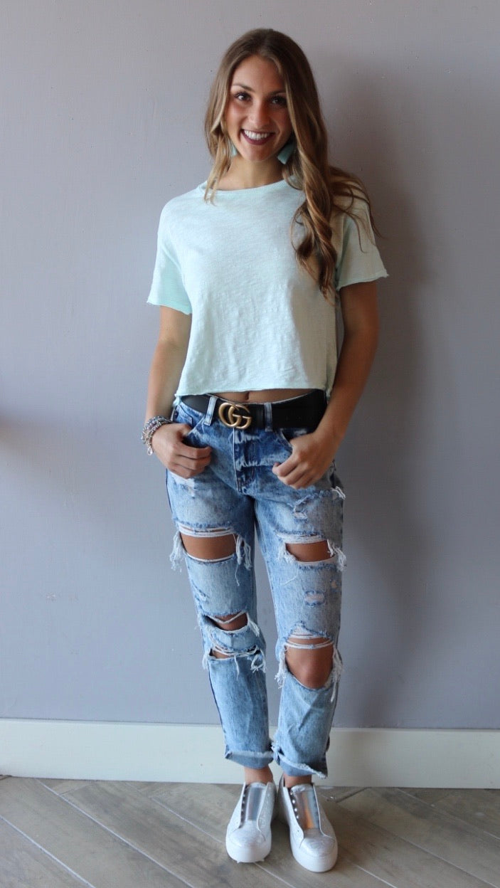 BOBI WaistCrop MARVEL SlubJersey Tee Top