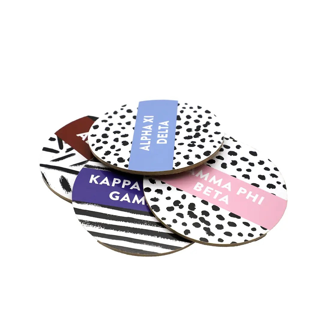 MS 4pc Sorority PATTERNED Greek Chic Coaster Set