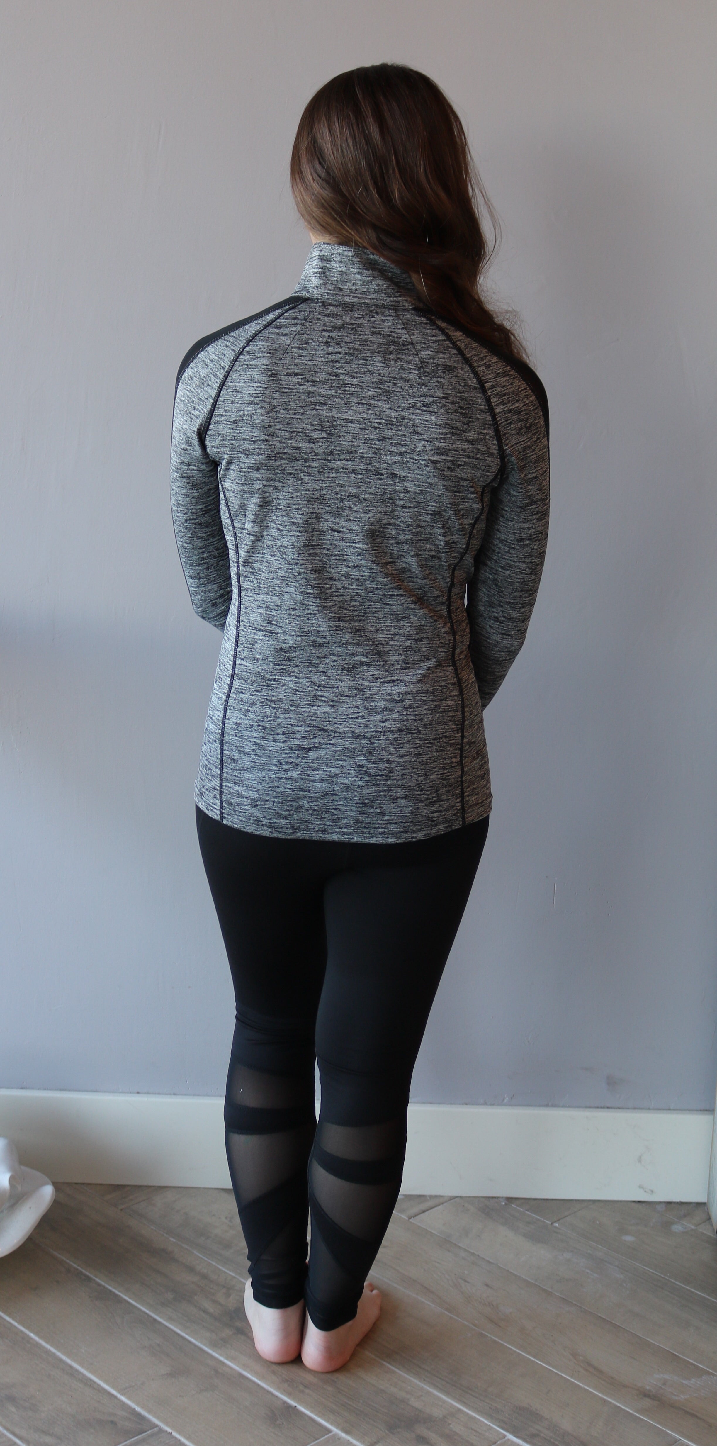 HANDS DOWN Mesh Panel ThumbHole Marled Athleisure Jacket