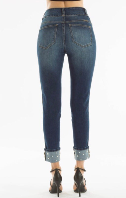 MARMONT SideStripe Pearl Cuff Stretch Skinny Jean