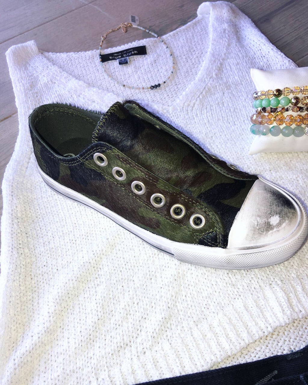 NAUGHTY MONKEY Vintage Distressed SHALOMAR Ponyhair Sneaker Shoe