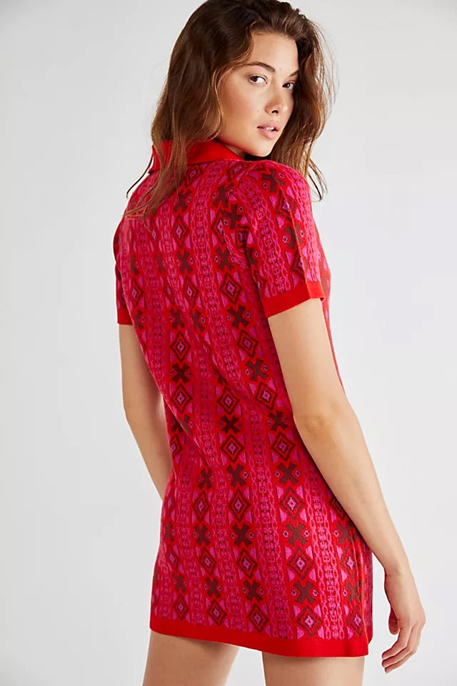 FREE PEOPLE KITT COLLARED MINI SWEATER DRESS