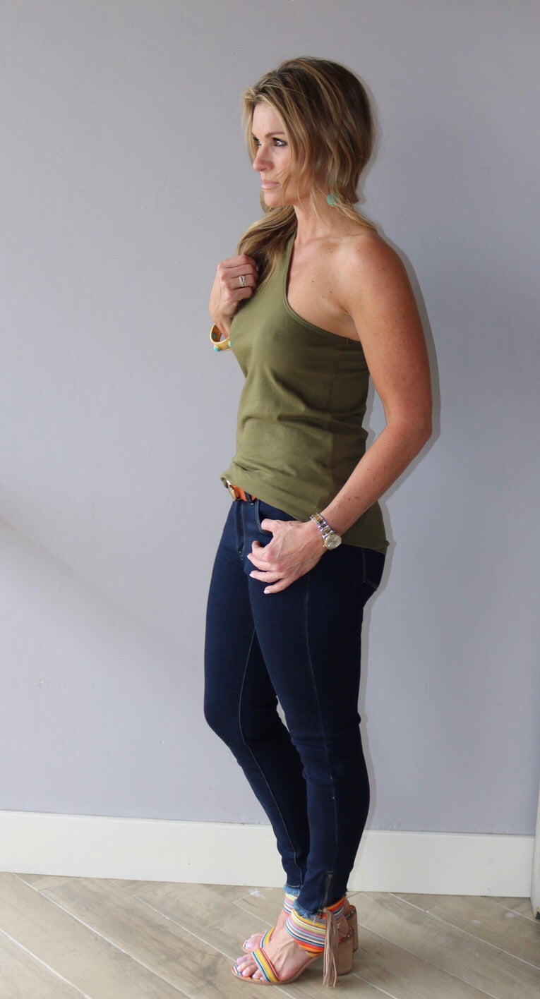 *BOBI Lightweight Jersey ISSUES OneShoulder ShortSleeve Top