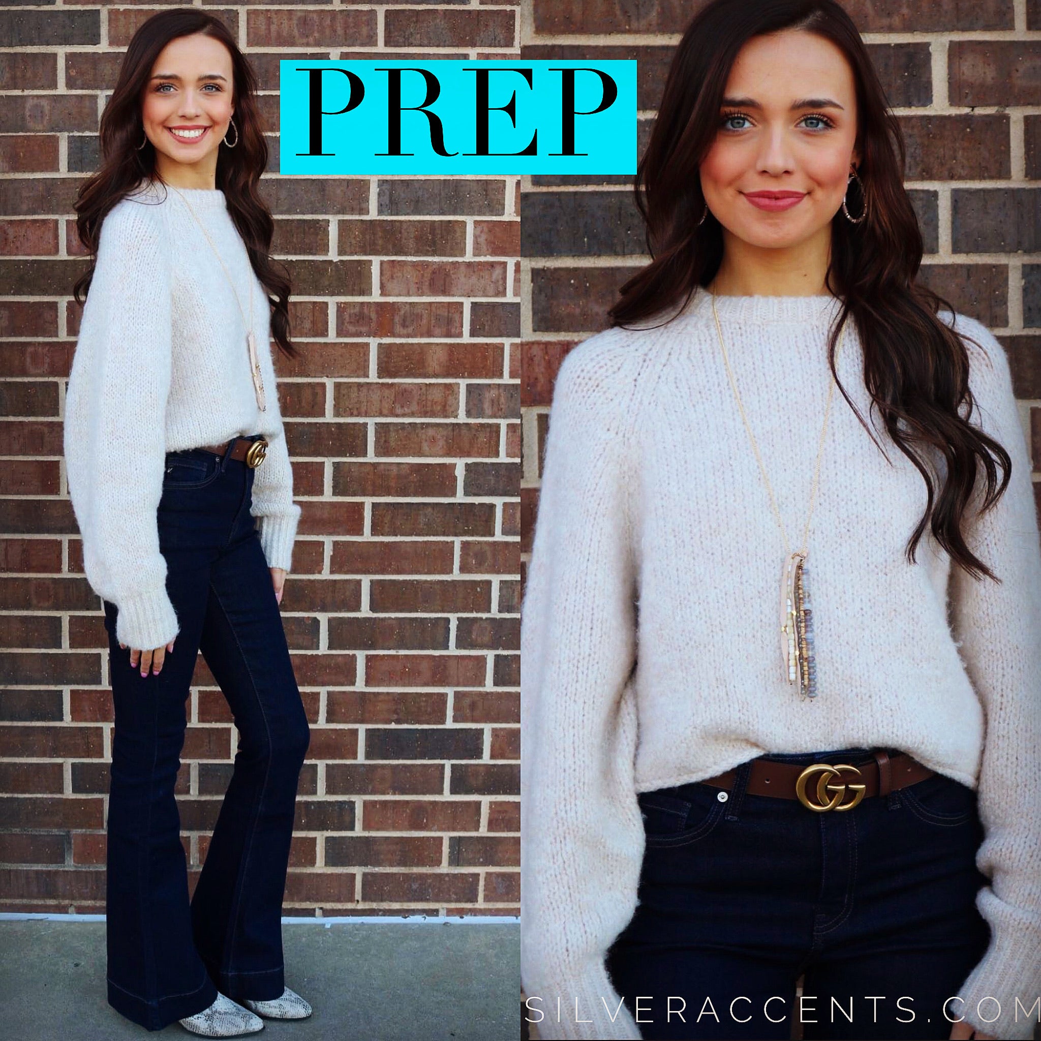 PREP CrewNeck Waist Crop Fuzzy Knit Sweater Top