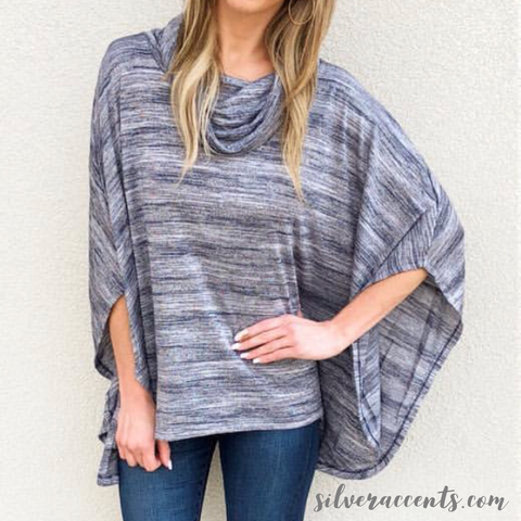 BOBI ODYSSEY Faded Heather Stripe Poncho Top