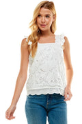 GAMMA CHI Eyelet Ruffle Sleeve Top