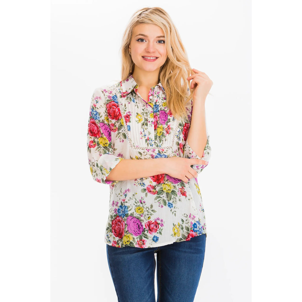 *SACRED Floral Lace Detail Top