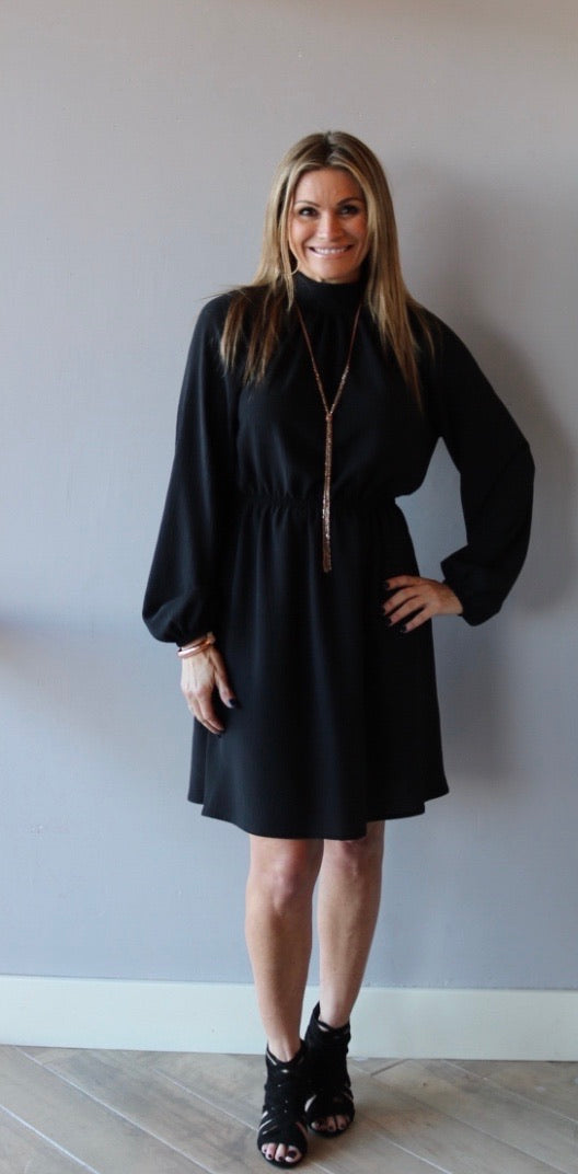 VINDICATE Tie MockNeck LongSleeve Dress