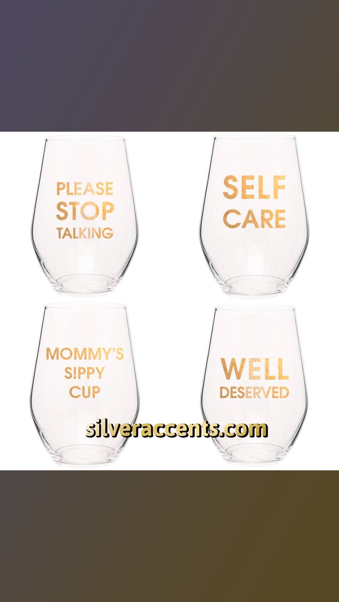 CG Graphic Foil Logo Stemless Wine Glass