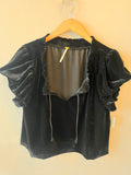 FREE PEOPLE Velvet TERESE Puff Sleeve Tie Neck Top