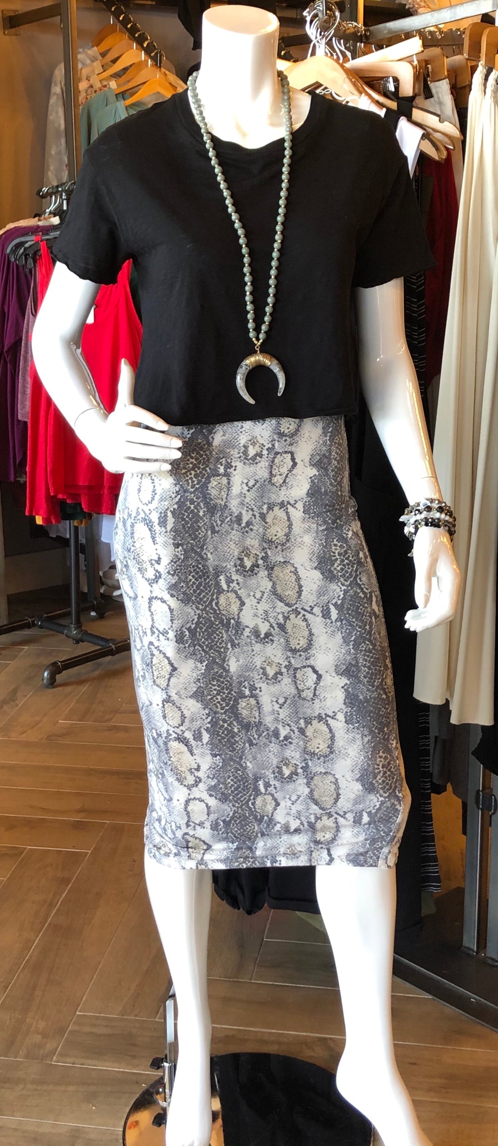 BRUNO  Python SlitBack Midi Skirt