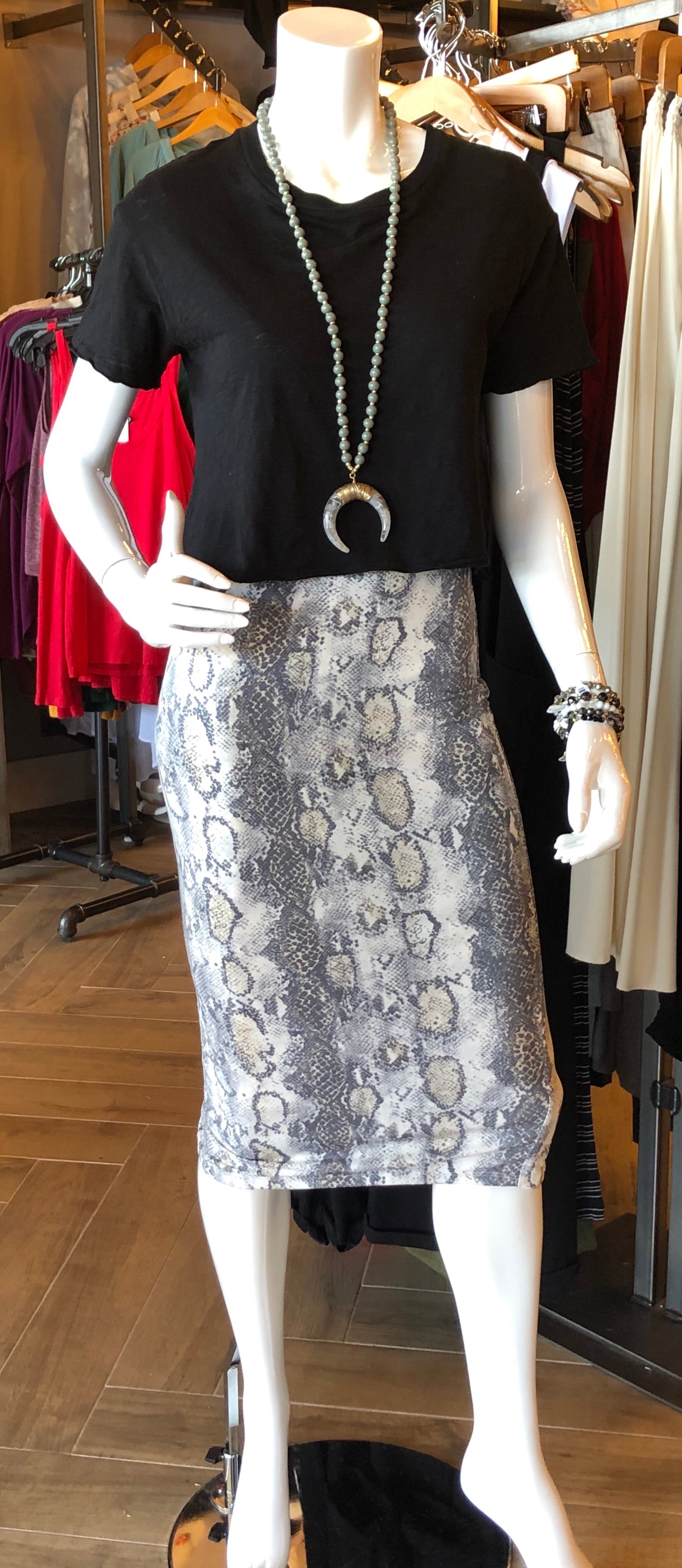 BRUNO  Python SlitBack Midi Skirt