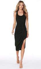 BOBI Drape Pleat RUNWAY Model Midi Dress