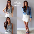 LIGHTNING OverSize Striped Denim Crop Jacket