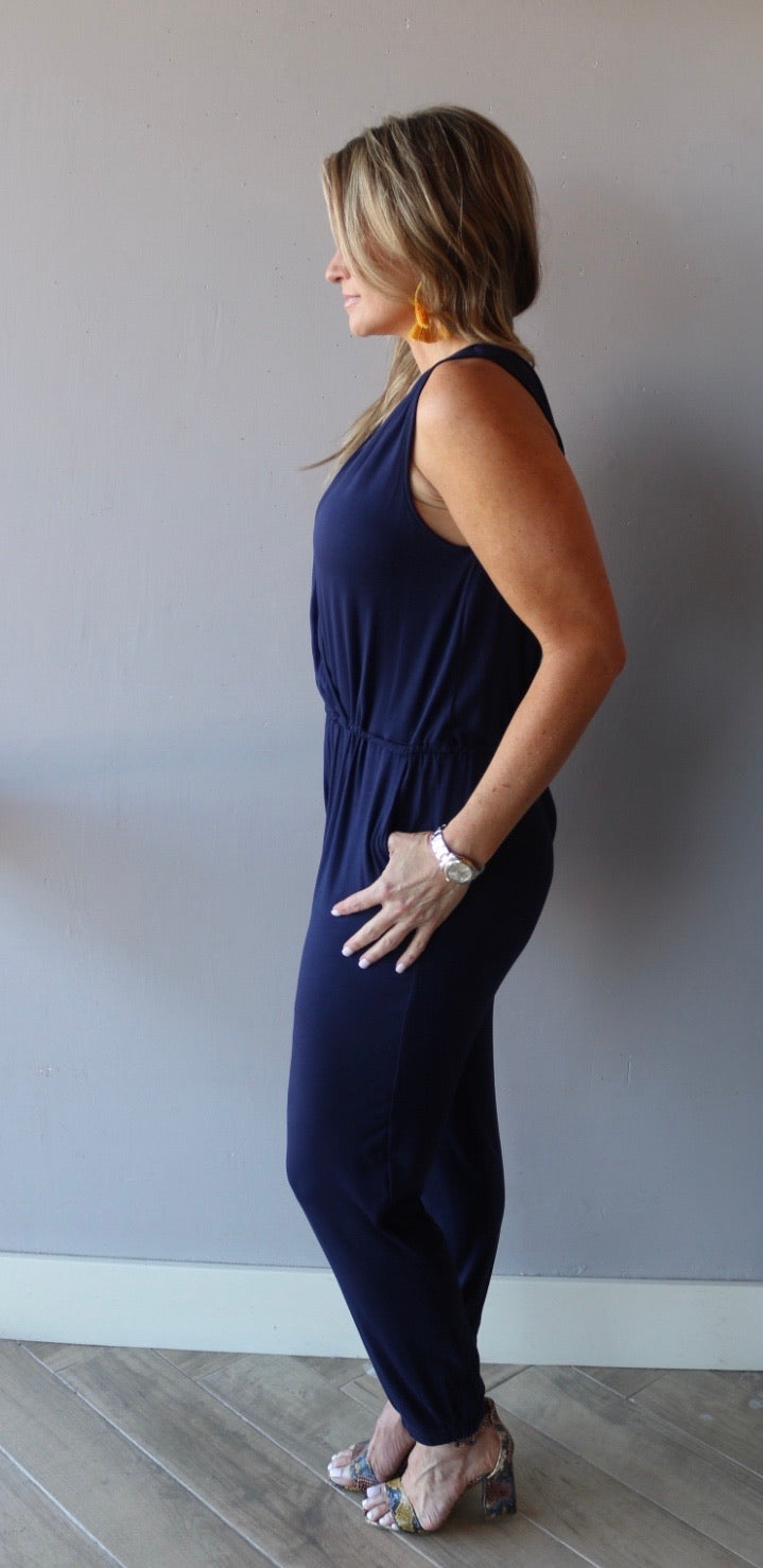 Eesome CRAZED V-Neck Jogger Pant Jersey Jumpsuit