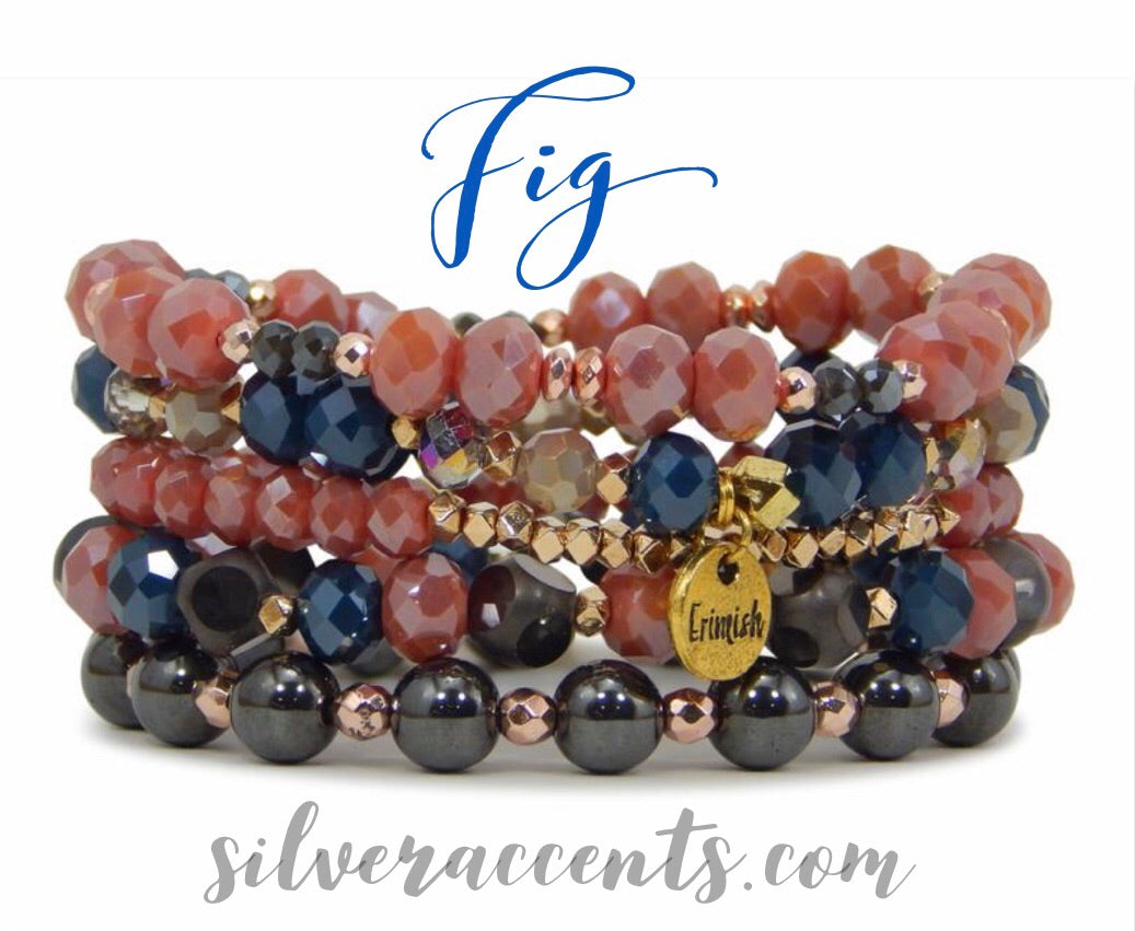 ERIMISH 5pc FIG Stretch Crystal Bracelet Set