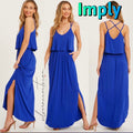 IMPLY StrappyBack Popover Slit JerseyKnit Maxi Dress