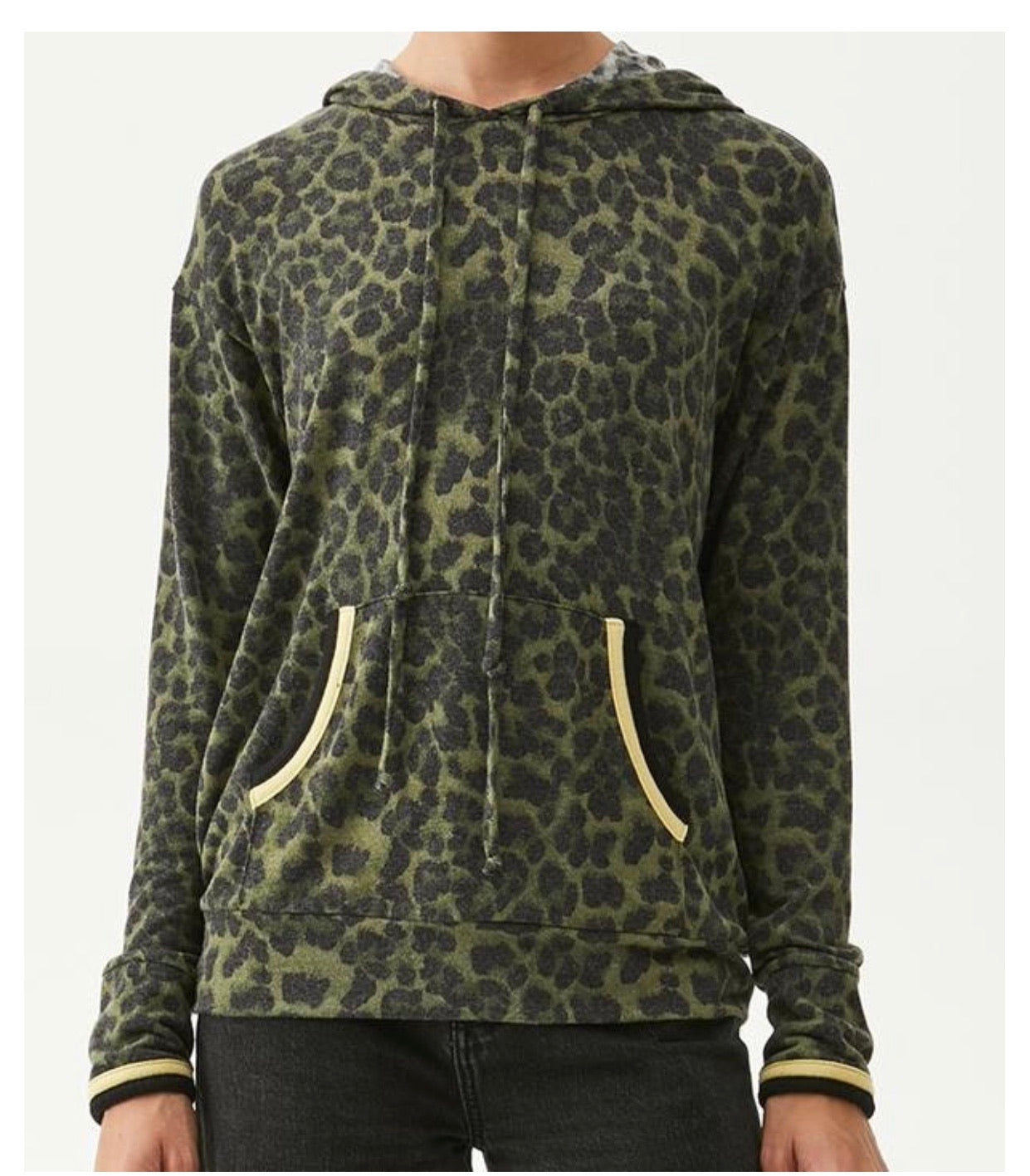 MICHAEL STARS BrushKnit CODY Eden Leopard Hoodie Top