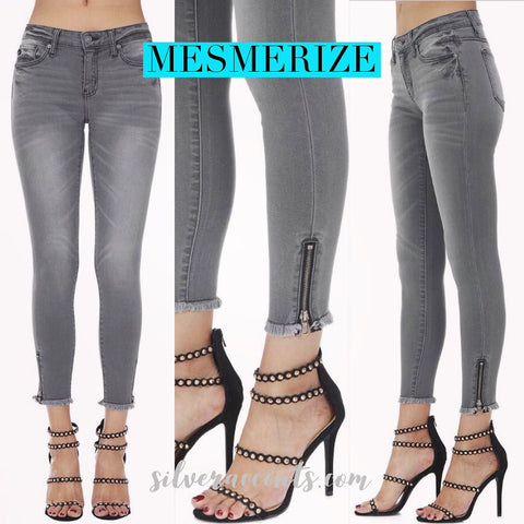 MESMERIZE Ankle Zip FrayHem Ankle Skinny Jean