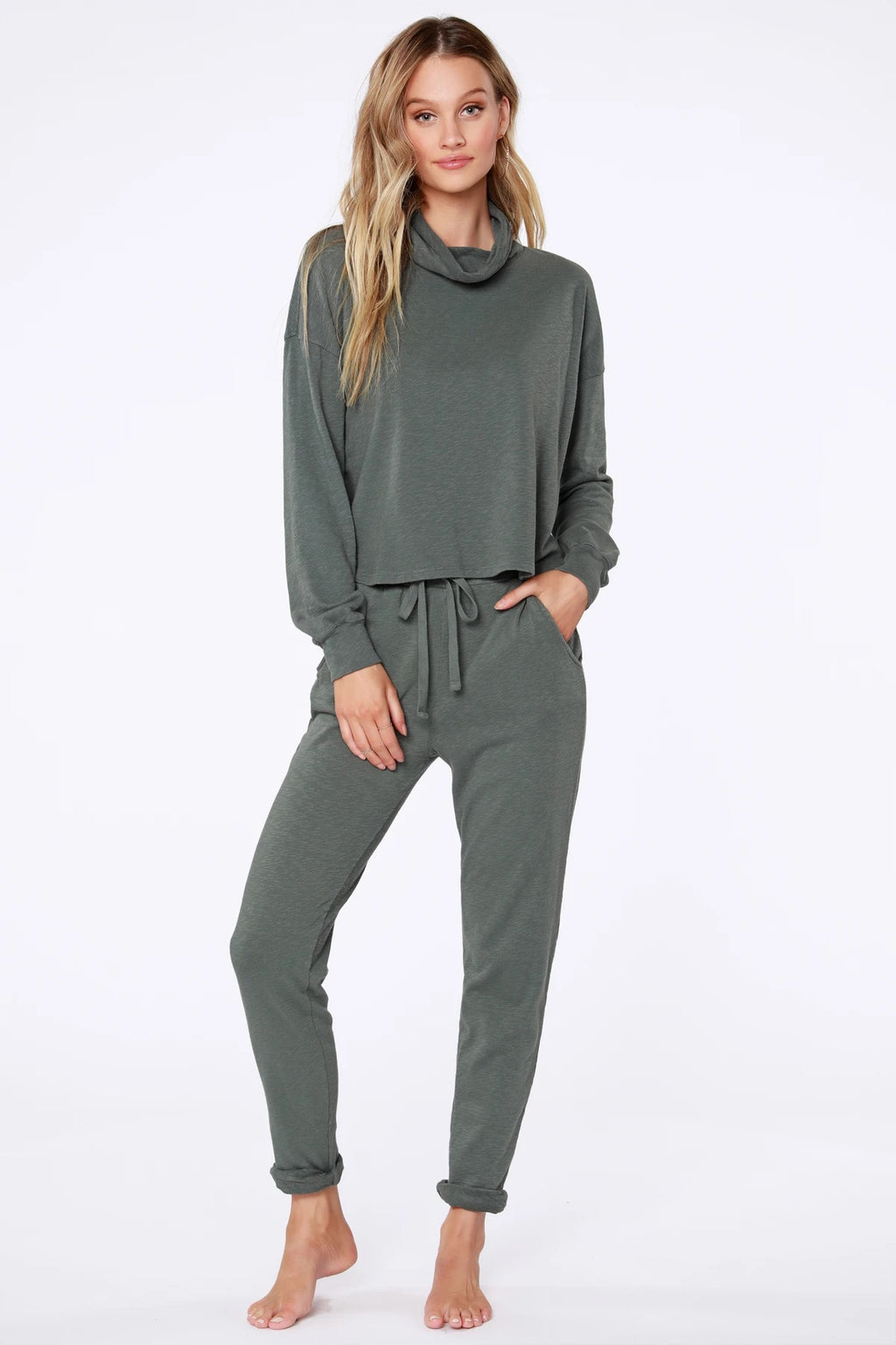 BOBI Sustainable Terry ELEVATE SlubKnit MockNeck Top