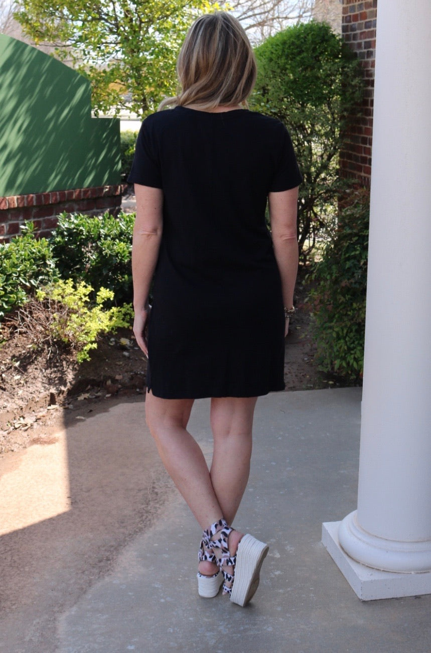 BOBI V-Neck BOURNE RawHem T-Shirt Dress