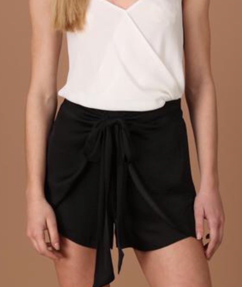DELEGATE Tie Front Wrap Silk Shorts