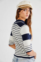 FREE PEOPLE Stripped RALEIGH Short Sleeve Top