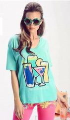 WILDFOX COUTURE Mint Chip TIME FOR ANOTHER V-Neck Tee