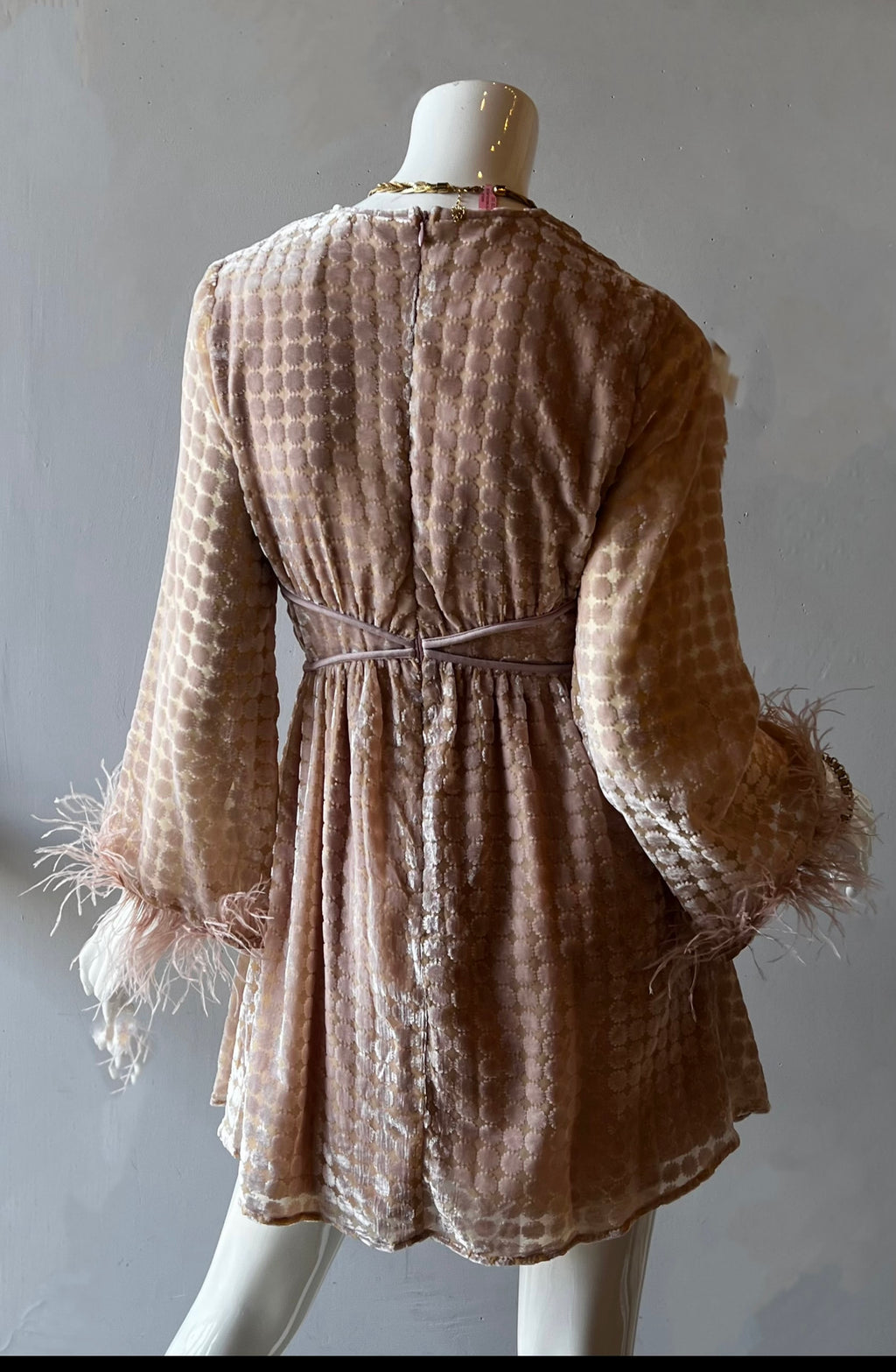 *Velvet DWELL Embossed Fur Trim Sleeve Dress