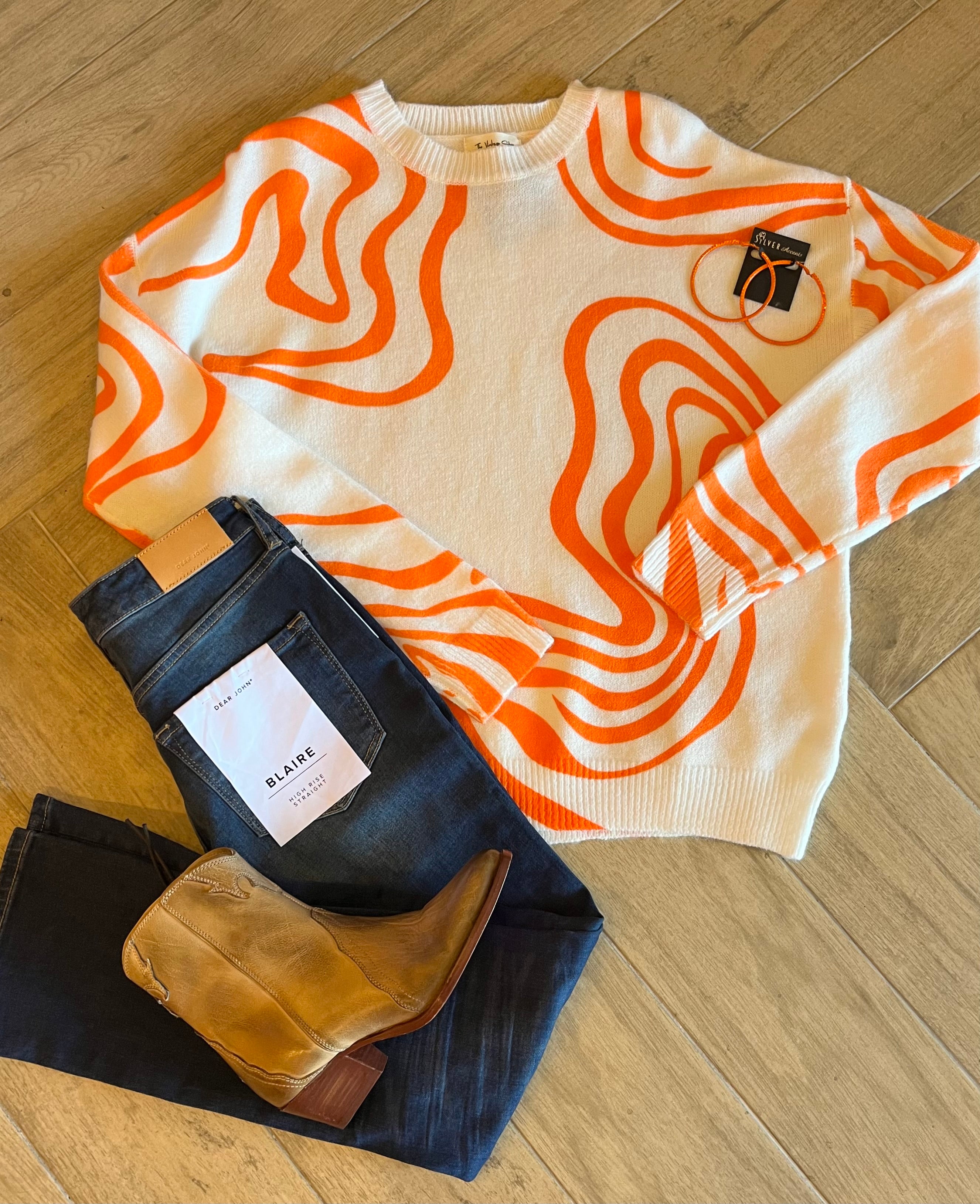 CHARMED Abstract Print Crew Neck Sweater