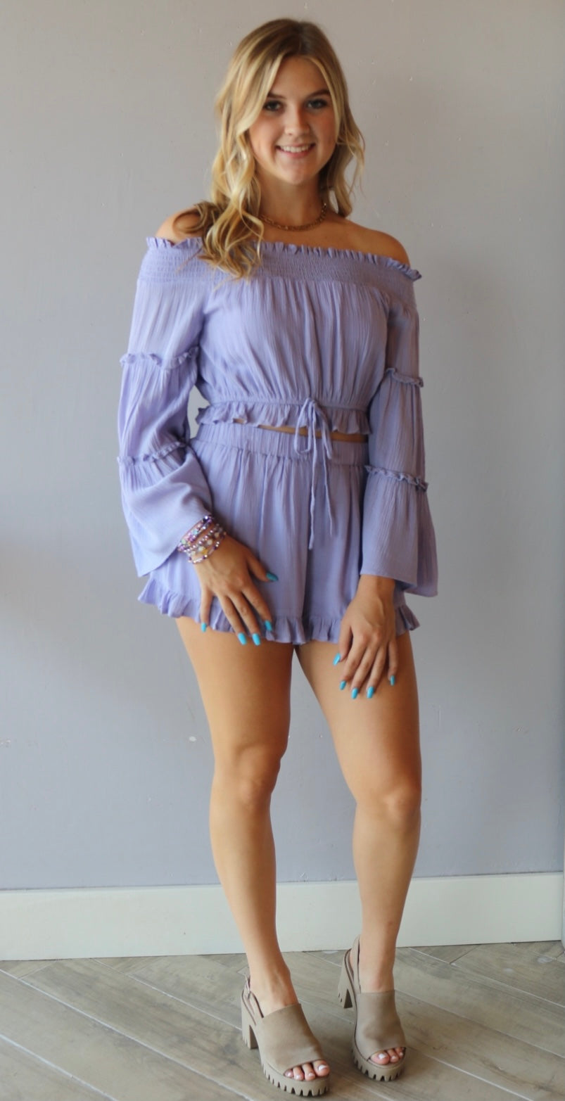 STRADA Gauze Ruffle Hem Shorts