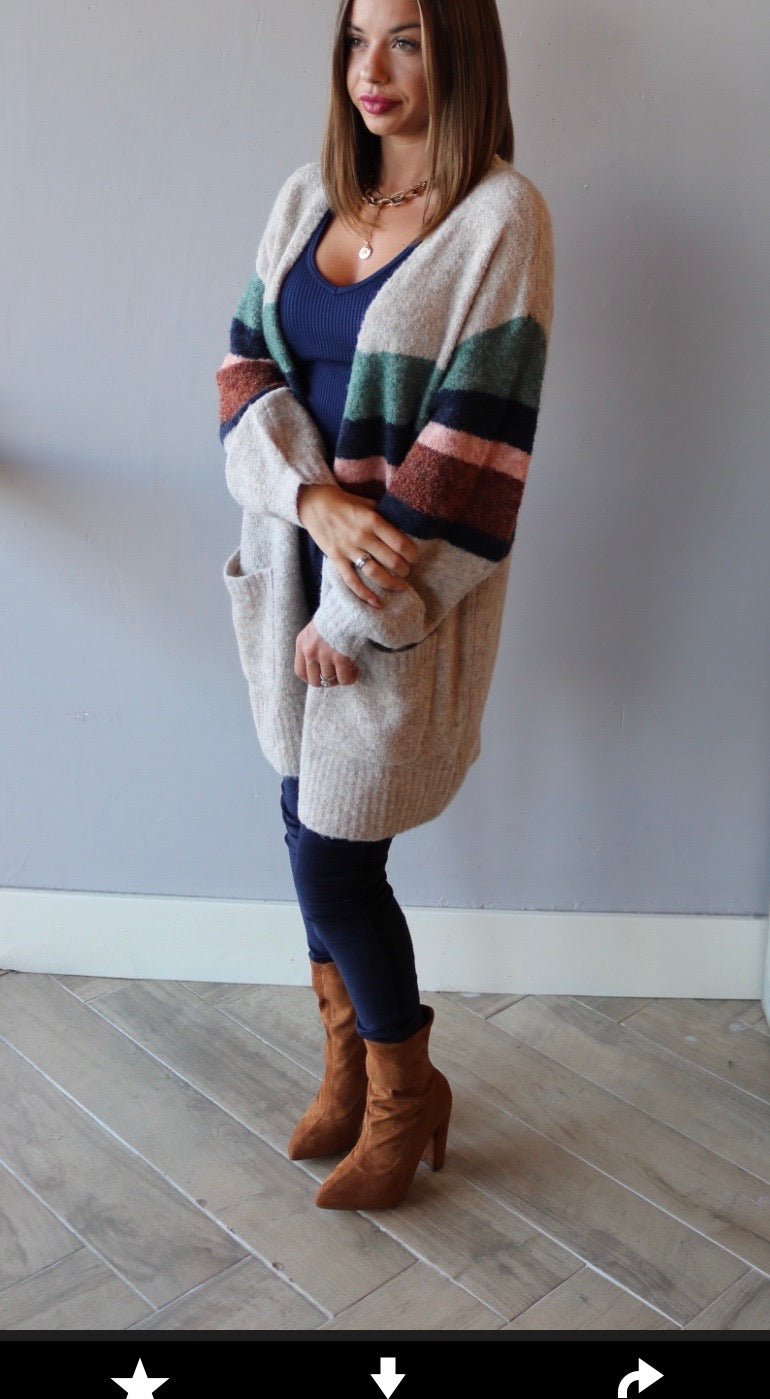 SACRED MidStripe BrushKnit Cardigan Sweater Top