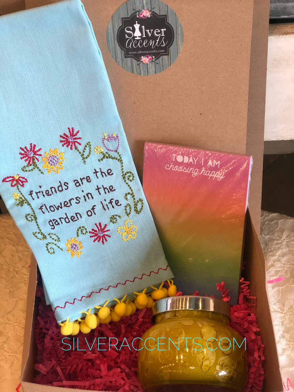 PH Embroidered PomPom Trim Tea Towel