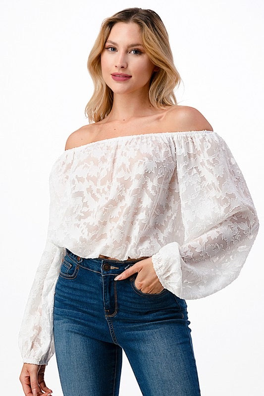 HARLOW Burnout OffShoulder Top