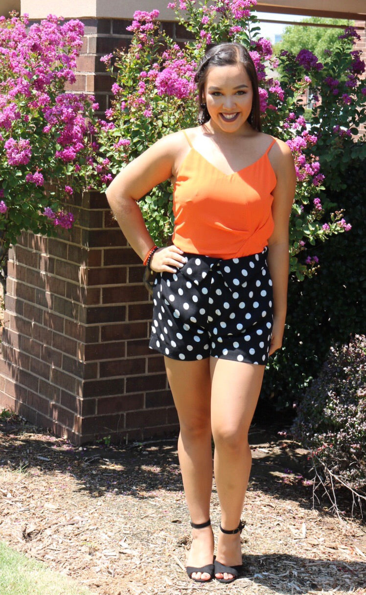CONFETTI Polka Dot Hi Waist Fold Over Shorts
