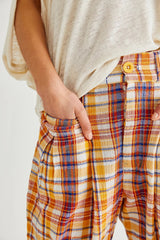 FREE PEOPLE Plaid MAKE A STAND Trousers