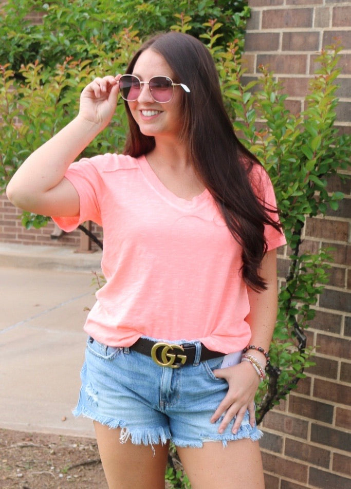 BOBI V-Neck BECK Slub Jersey HiLo Top