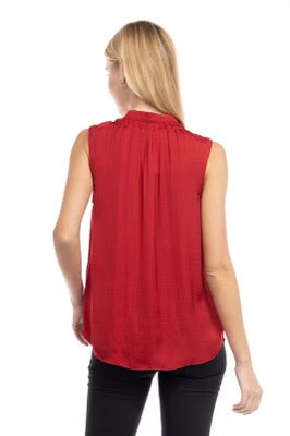 PEDIGREE ButtonDown Collar PinTuck Sleeveless Top