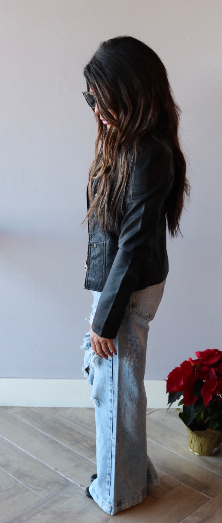 RYDER Vegan Leather Zip Moto Jacket